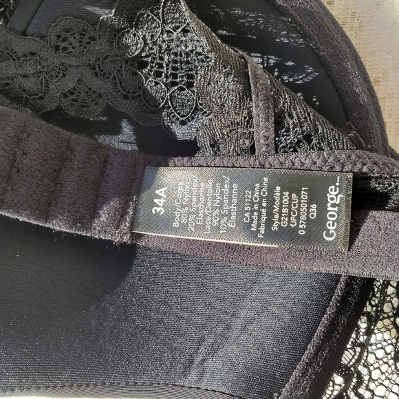 🌞 3/$30 George Black Lace Wing Lace Bra - Picture 2 of 3
